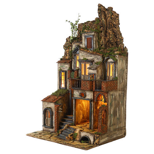 Popular quarter with oven for 8-10 cm Neapolitan Nativity Scene, 85x50x45 cm 3