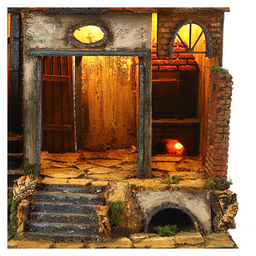 Osada 85x50x45 cm z piecem, w stylu neapolitańskiej szopki 8-10 cm 2