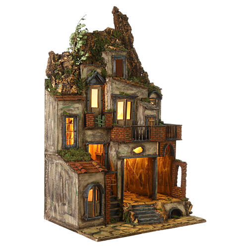 Osada 85x50x45 cm z piecem, w stylu neapolitańskiej szopki 8-10 cm 5