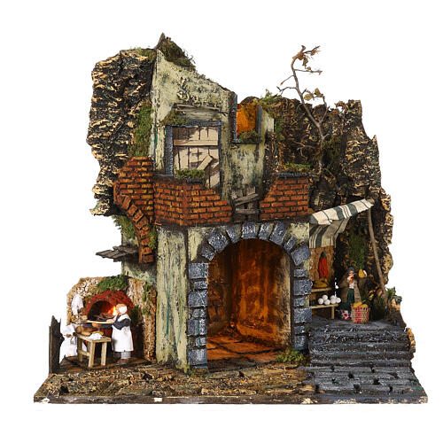 Village of the 18th century with oven and mill, 45x60x45, 8-10 cm Neapolitan Nativity Scene 1