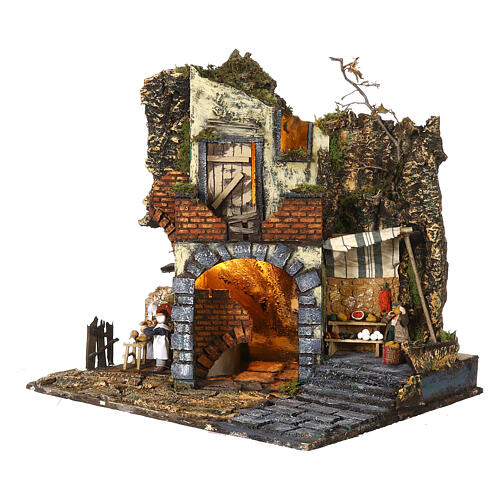 Village of the 18th century with oven and mill, 45x60x45, 8-10 cm Neapolitan Nativity Scene 3