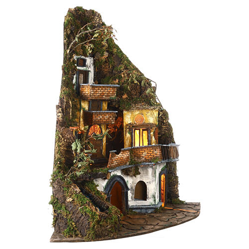 Corner village with waterfall, 95x60x55 cm, for 8-10 cm Neapolitan Nativity Scene 4