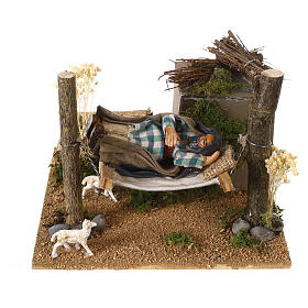 Benino the sleeping shepherd for 8 cm animated Neapolitan Nativity Scene, 10x15x15 cm