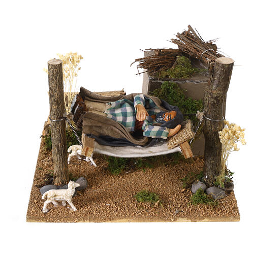 Benino the sleeping shepherd for 8 cm animated Neapolitan Nativity Scene, 10x15x15 cm 1
