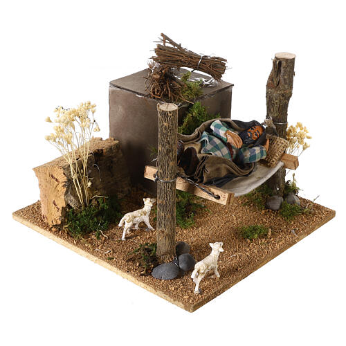 Hombre durmiendo belén napolitano 8 cm en movimiento 10x15x15 cm 2