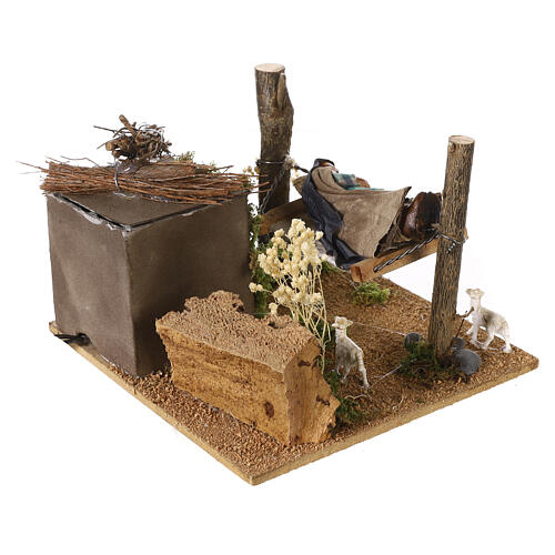 Mężczyzna śpiący na hamaku, ruchomy, do szopki, 8 cm, 10x15x15 cm 5