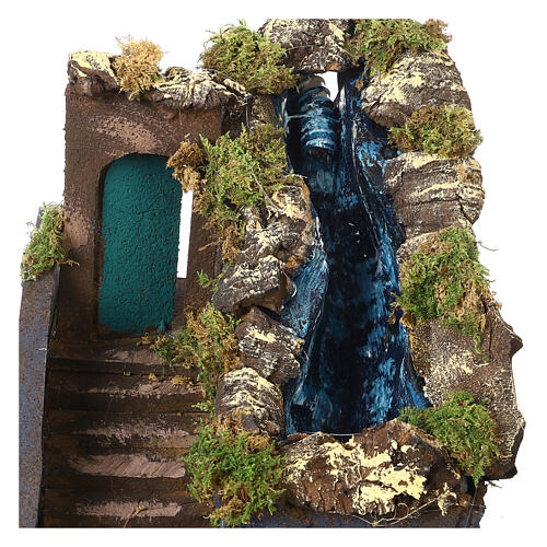 Cascata con scale presepe napoletano 8 cm 25x15x25 cm 2