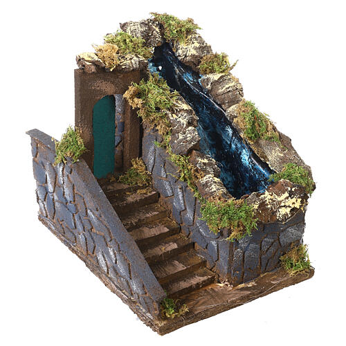 Cascata con scale presepe napoletano 8 cm 25x15x25 cm 4