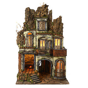 Neapolitan Nativity Scene of the 18th with balconies and oven 80x50x40 cm for 10-12 cm characters