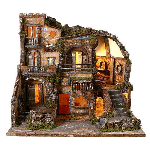 Borgo cupola presepe 10 cm napoletano stile settecento 60x65x50 cm 1