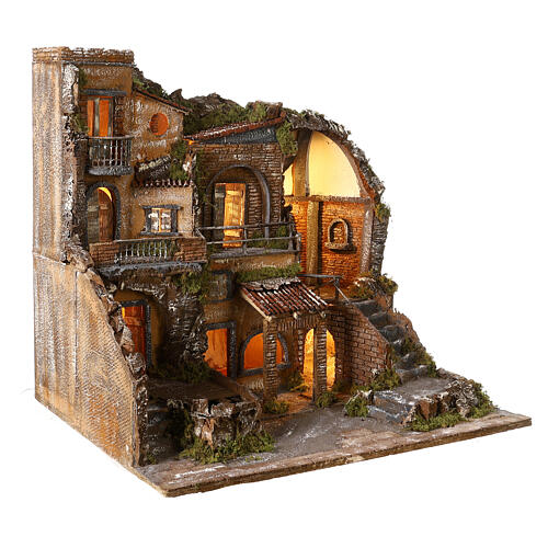 Borgo cupola presepe 10 cm napoletano stile settecento 60x65x50 cm 5