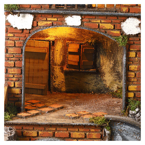 Borgo presepe 10 cm napoletano capanna luci 65x50x45 cm 2