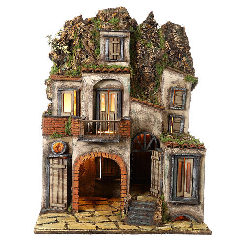 Bairro com estábulo 70x50x40 cm para presépio napolitano estilo séc. XVIII de 10 cm 1