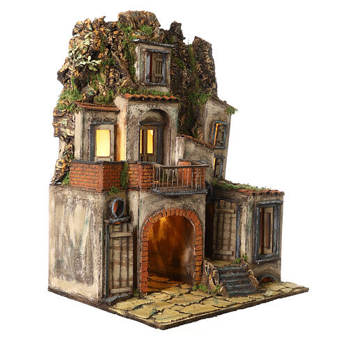 Bairro com estábulo 70x50x40 cm para presépio napolitano estilo séc. XVIII de 10 cm 5