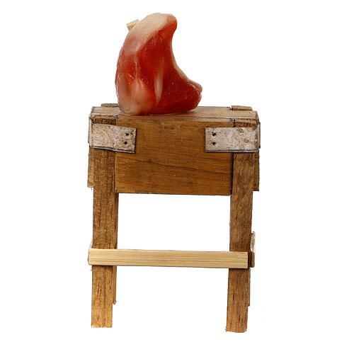 Table with steak for 12 cm Neapolitan Nativity Scene, wood, 10x5x5 cm 4