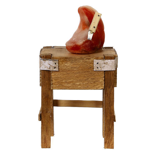 Tavolo legno bistecca presepe napoletano 12 cm 10x5x5 cm 1
