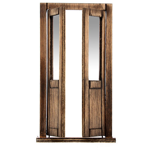 Porte-fenêtre bois 15x5 cm crèche napolitaine 10 cm 2