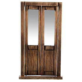Drzwi balkonowe z drewna 15x5 cm, szopka neapolitańska 10 cm