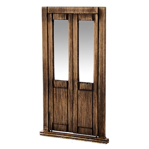 Drzwi balkonowe z drewna 15x5 cm, szopka neapolitańska 10 cm 3