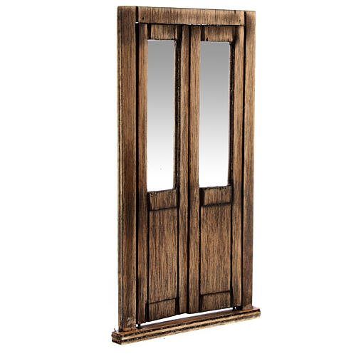 Drzwi balkonowe z drewna 15x5 cm, szopka neapolitańska 10 cm 4