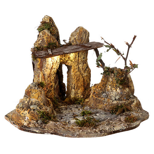 Nativity stable with shed and lights for 10 cm Neapolitan Nativity Scene, 25x30x30 cm 3