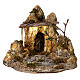 Cabane Nativité auvent et lumière 25x30x30 cm crèche napolitaine 10 cm s1