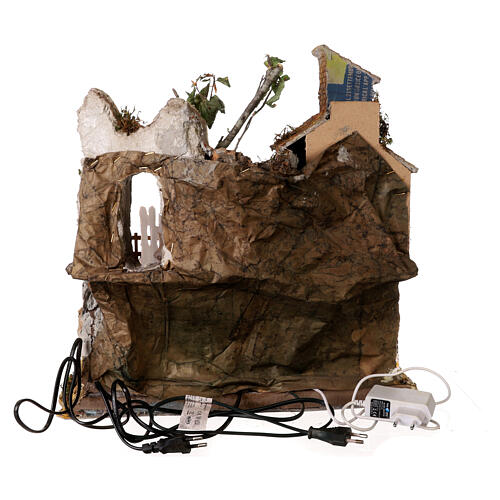 Borgo Presepe Napoletano 8 cm luci torrente scale 40x40x30 cm 4