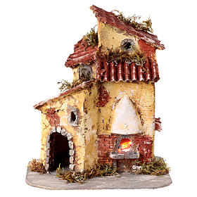 House with oven 10-12 cm LED light resin 20x20x15 cm
