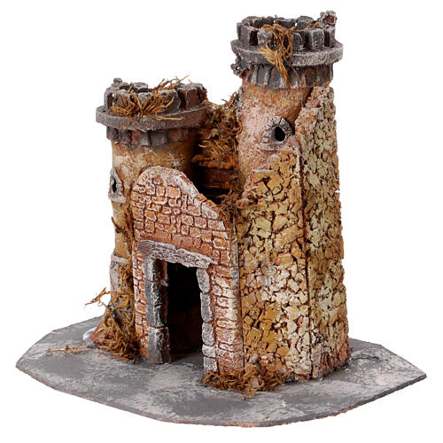 Castle for 6 cm Nativity Scene, resin and cork, 20x25x20 cm 2