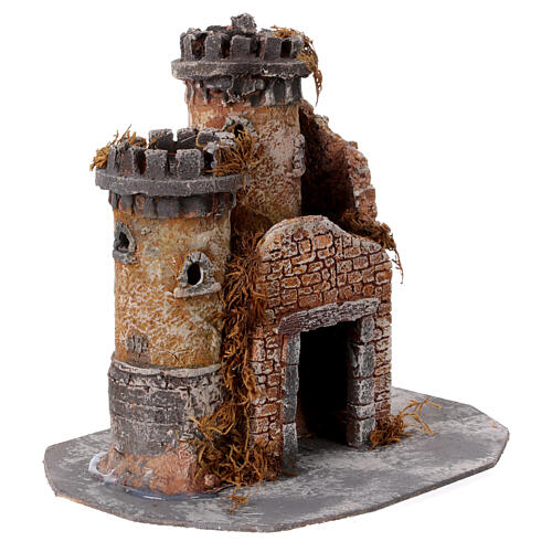 Castle for 6 cm Nativity Scene, resin and cork, 20x25x20 cm 3