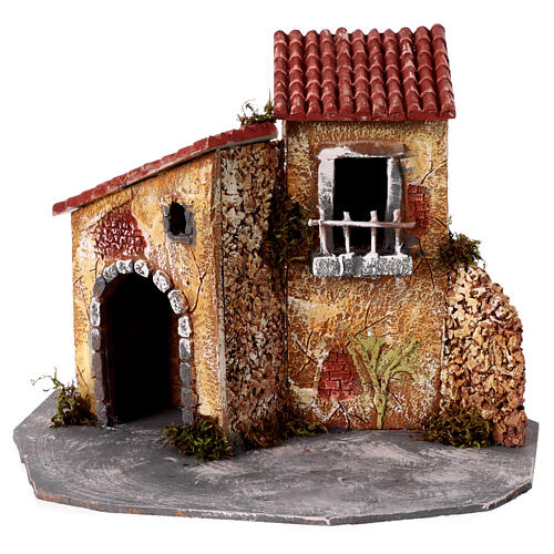 Resin house block for 10-12 cm Nativity Scene, 25x30x25 cm 1