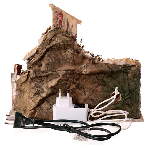 Farmhouse with oven and LED light, 25x30x25 cm, for 6-8 cm Nativity Scene 5