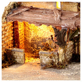 Resin cottage with LED light for 6 cm Nativity Scene, 20x30x30 cm
