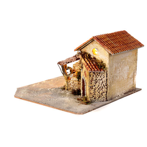 Resin cottage with LED light for 6 cm Nativity Scene, 20x30x30 cm 4