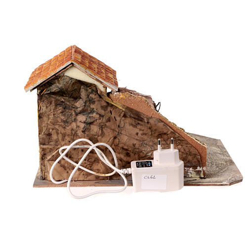 Resin cottage with LED light for 6 cm Nativity Scene, 20x30x30 cm 5