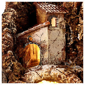 Rocky setting with house and cave for 10-12 cm Nativity Scene, 40x30x30 cm