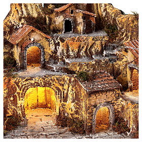 Illuminated village with brook for 10-12 cm Nativity Scene, 35x50x35 cm