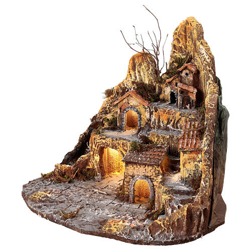 Illuminated village with brook for 10-12 cm Nativity Scene, 35x50x35 cm 3