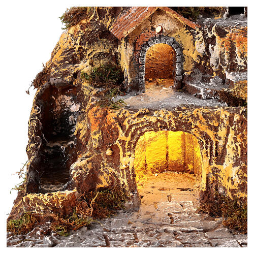 Illuminated village with brook for 10-12 cm Nativity Scene, 35x50x35 cm 4