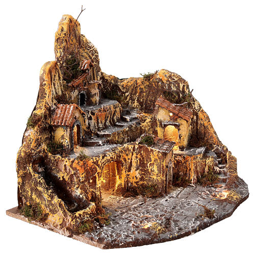 Illuminated village with brook for 10-12 cm Nativity Scene, 35x50x35 cm 5