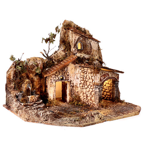 Village with LED lights and fountain for 8-10 cm Nativity Scene, 40x50x40 cm 5