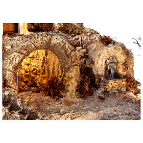 Dorf mit Grotte, Brunnen, Ofen und Treppe, für 8-10 cm Krippe, 40x50x50 cm