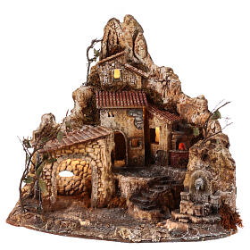 Rustic village with fountain and oven 10 cm nativity scene 55x50x50 cm