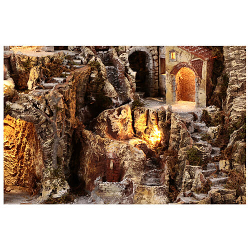 Village with brook, oven, fountain and lights, 85x100x55 cm, for 10-12 cm characters 2