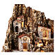 Village dans la roche avec meule four fontaine ruisseau et éclairage LED 85x100x55 cm pour figurines de 10-12 cm s5