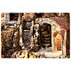 Rustic nativity village 10-12 cm with stream LED oven fountain 85x100x55 cm s9