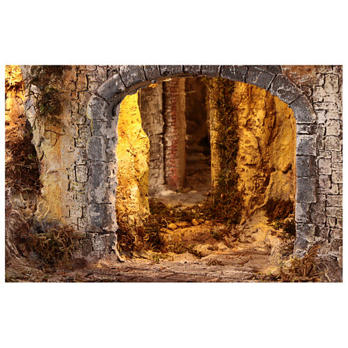 Bergdorf mit Grotte, Beleuchtung und Wasserfall, für 10-12 cm Krippe, 75x80x50 cm 7