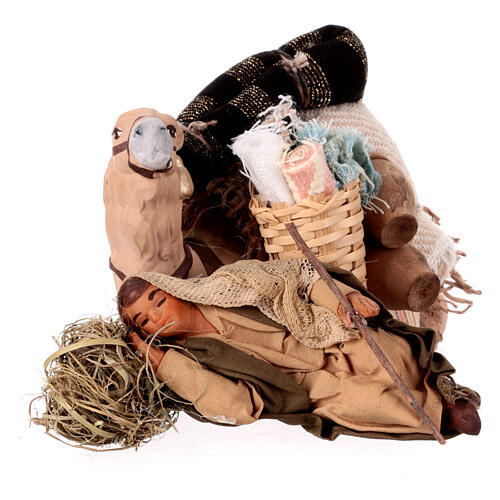 Uomo addormentato con cammello presepe napoletano 10 cm 3