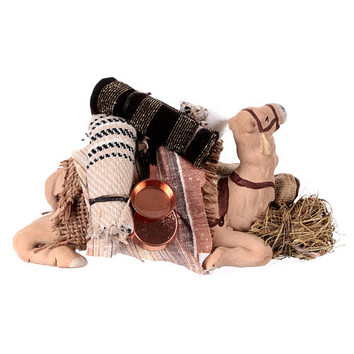 Uomo addormentato con cammello presepe napoletano 10 cm 4