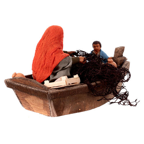 Fisheman with child on a boat for 10 cm Neapolitan Nativity Scene 3